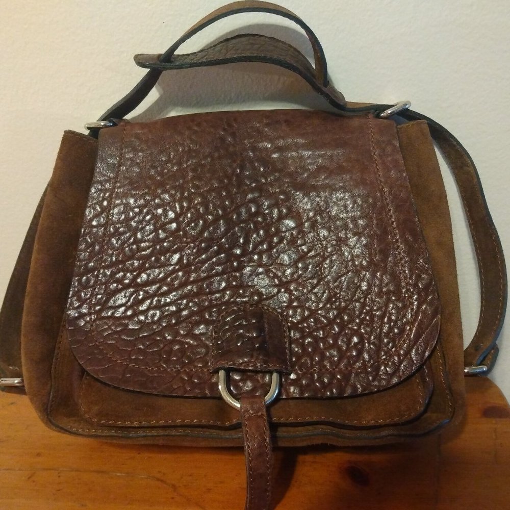 D2 Brown Suede Genuine Leather Hobo Shoulder Purse Made in Italy